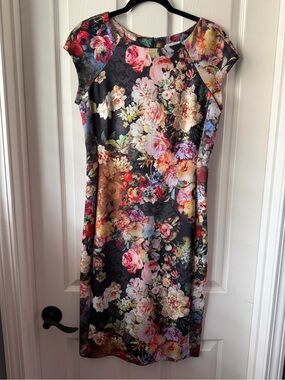 Beige by eci Black Floral Midi Dress